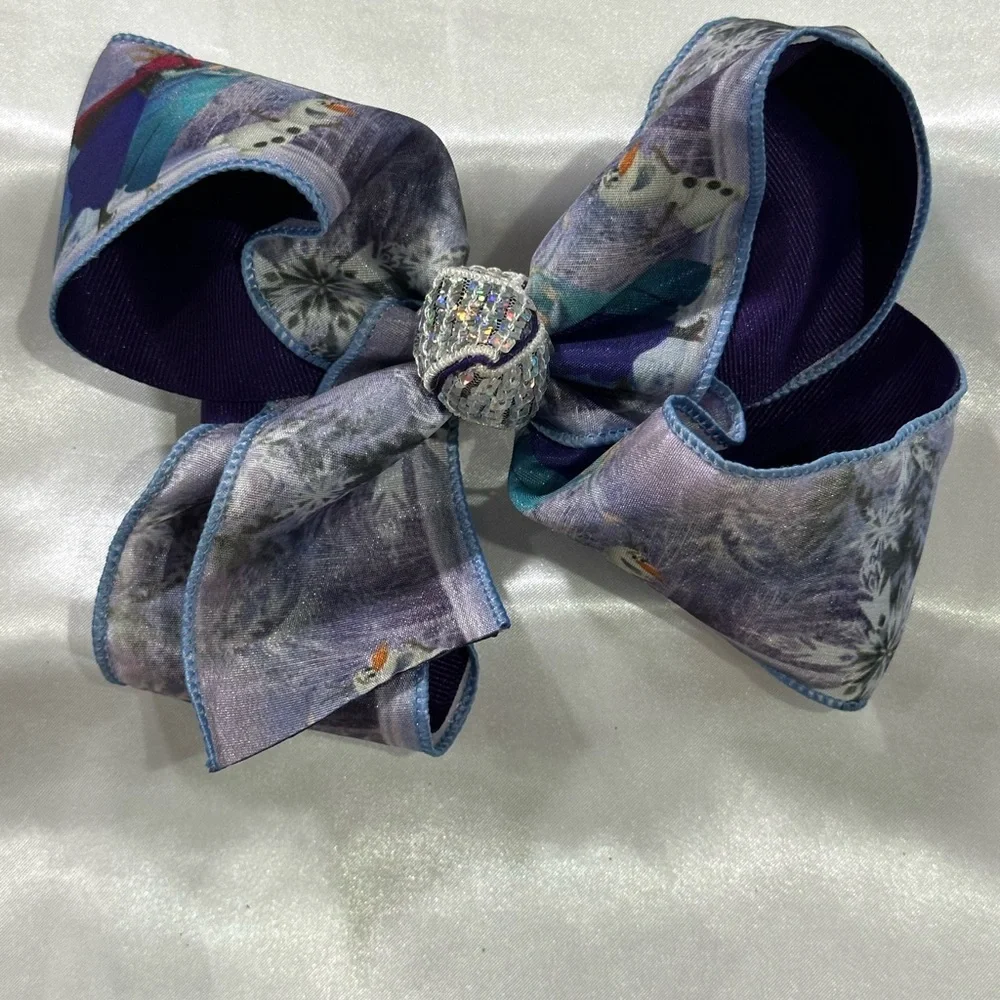 Disney “Frozen” theme Hair Bow w/ sequin center - bundle 2+ for shipping savings